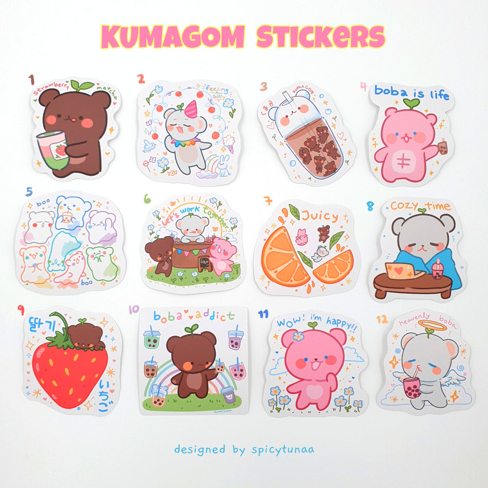 KUMAGOM Stickers (Pre-Order Restock)